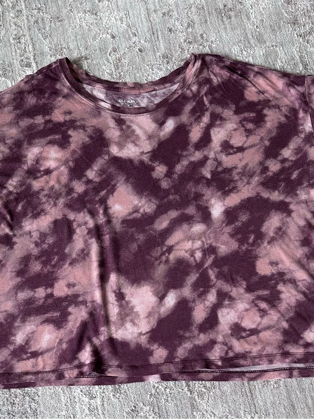 Old Navy Women’s Short Sleeve Cropped Oversized Tie Dyed T Shirt Purple Top 2X